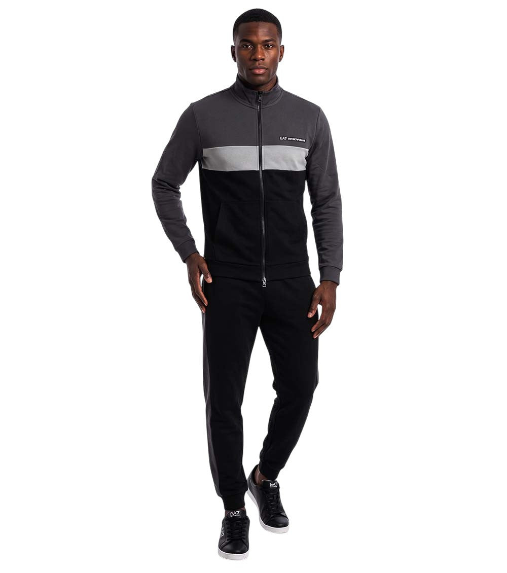 Black Cotton Color Block Tracksuit 1