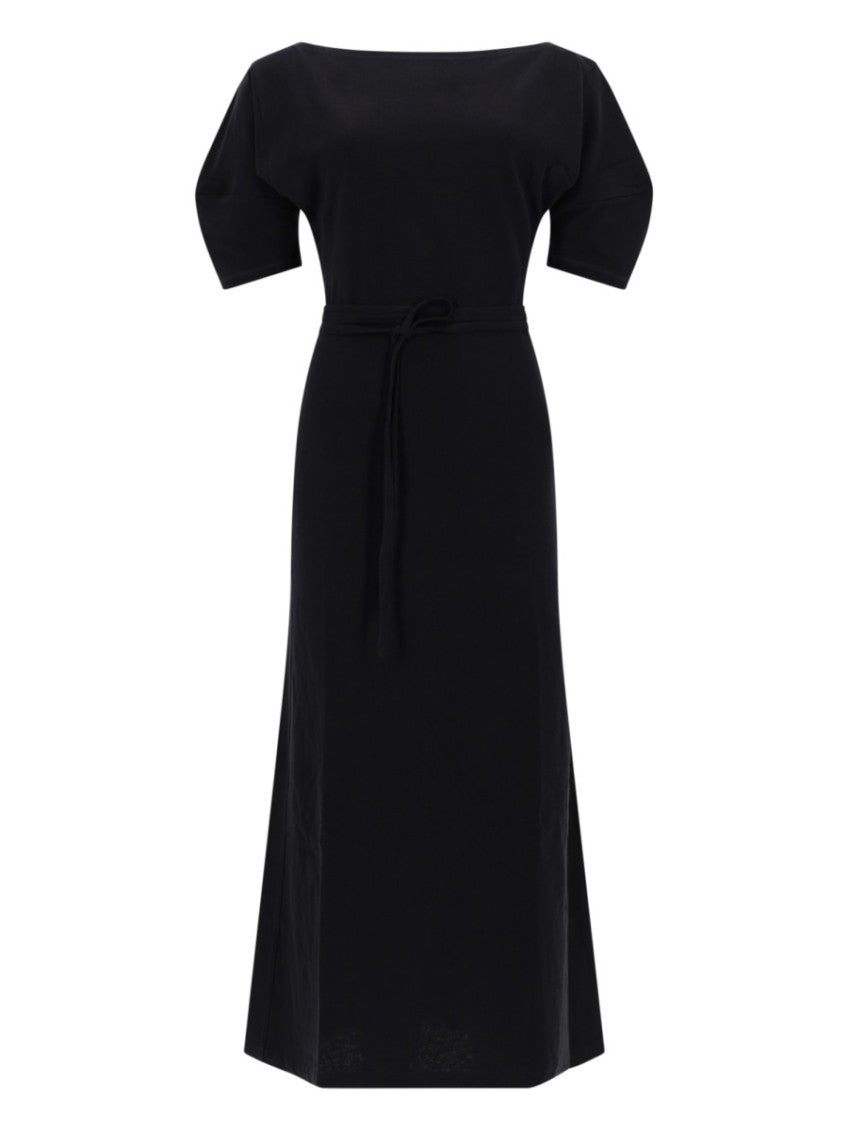 Black Boat Neck Midi Dress 1