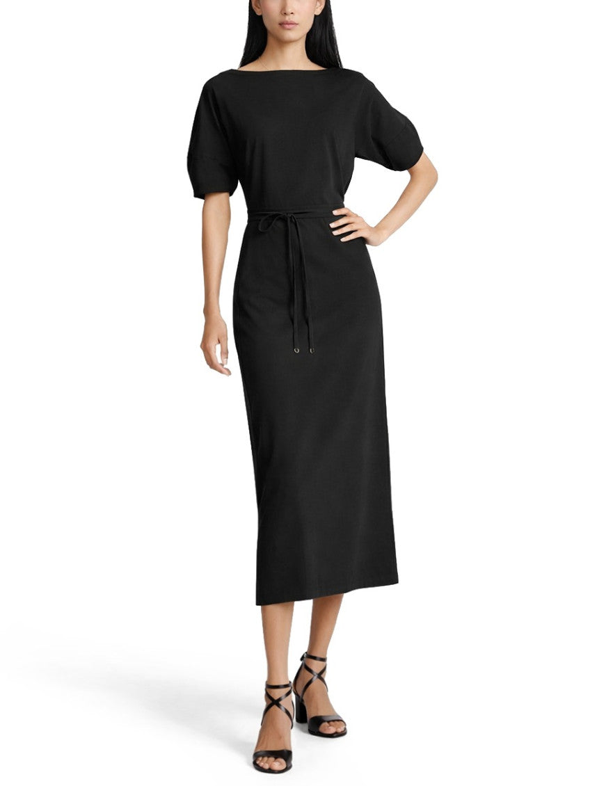 Black Boat Neck Midi Dress 2