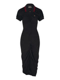Black Shirt Collar Midi Dress 1