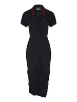 Black Shirt Collar Midi Dress 1