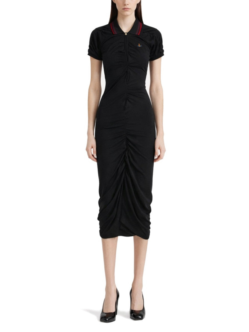 Black Shirt Collar Midi Dress 2