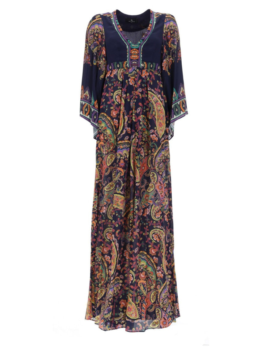 Multicolor Paisley Round Neck Maxi Dress 1