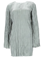 Silver Pleated Round Neck Mini Dress 1
