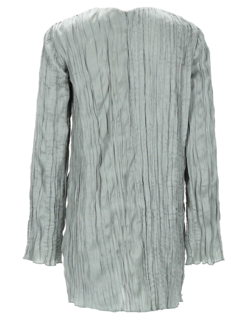 Silver Pleated Round Neck Mini Dress 2