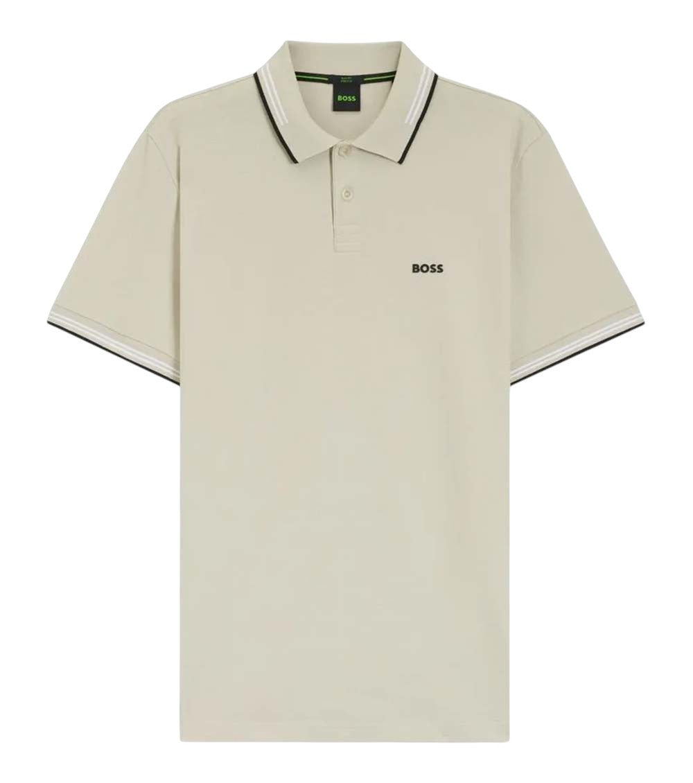 Beige Solid Mandarin Collar Polo 1