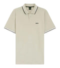 Beige Solid Mandarin Collar Polo 1