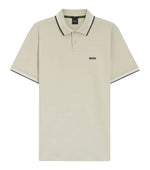 Beige Solid Mandarin Collar Polo 1