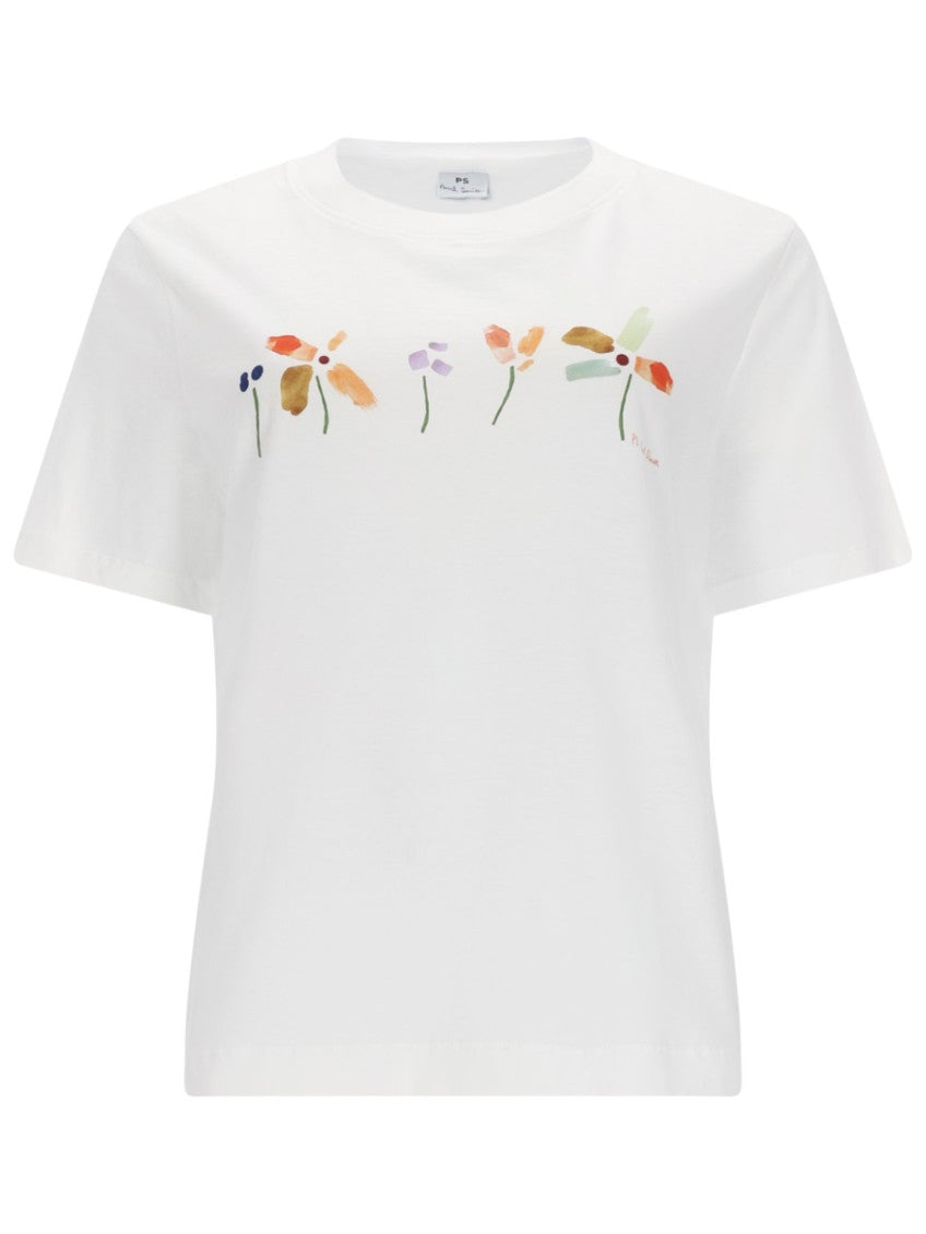 White Printed Crew Neck T-Shirt 1