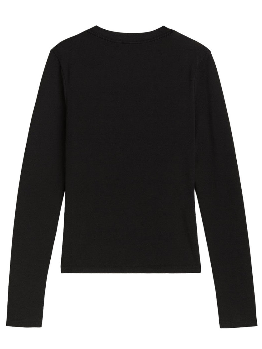 Black Solid Crew Neck T-Shirt 2