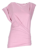 Pink Solid Boat Neck T-Shirt 1