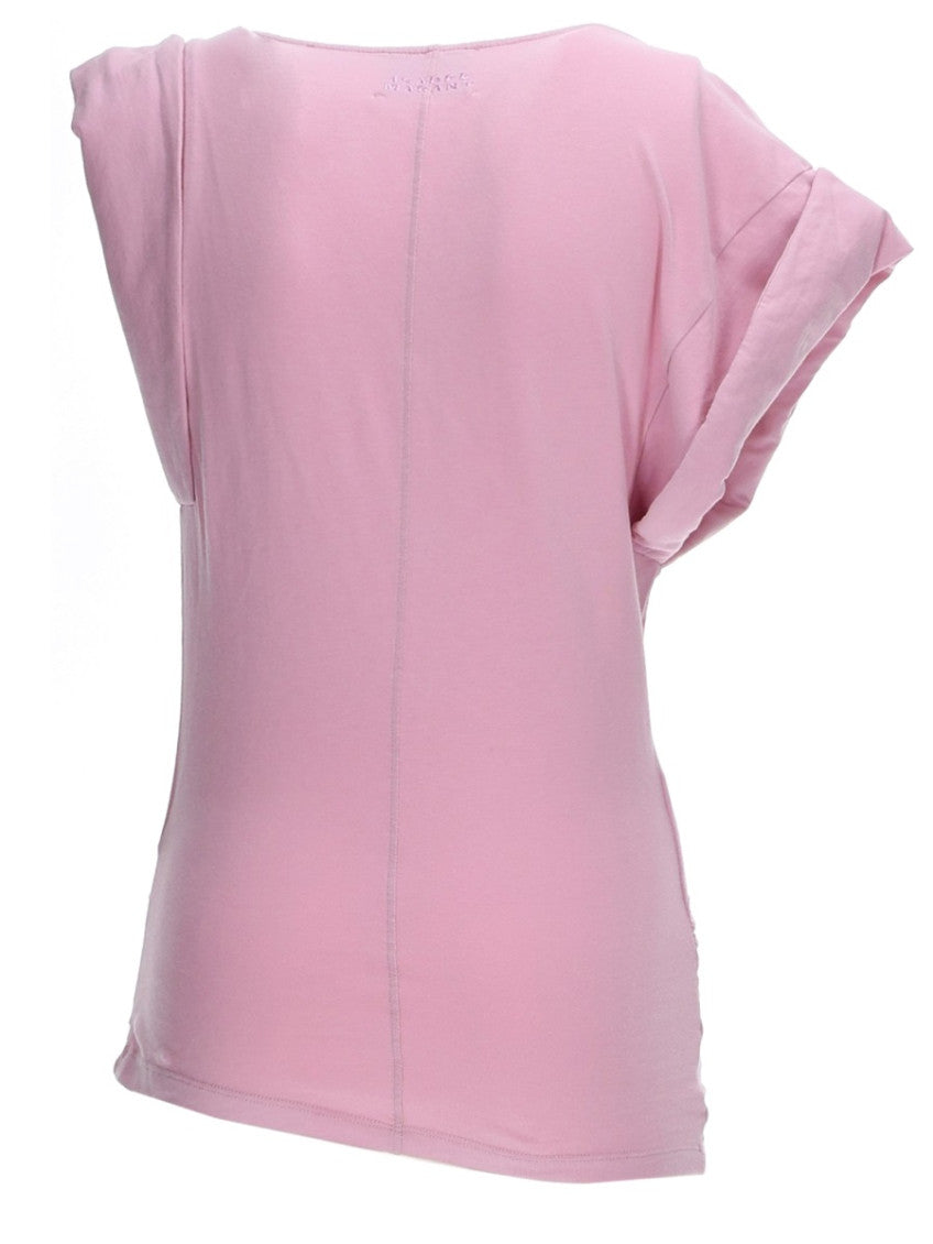 Pink Solid Boat Neck T-Shirt 2