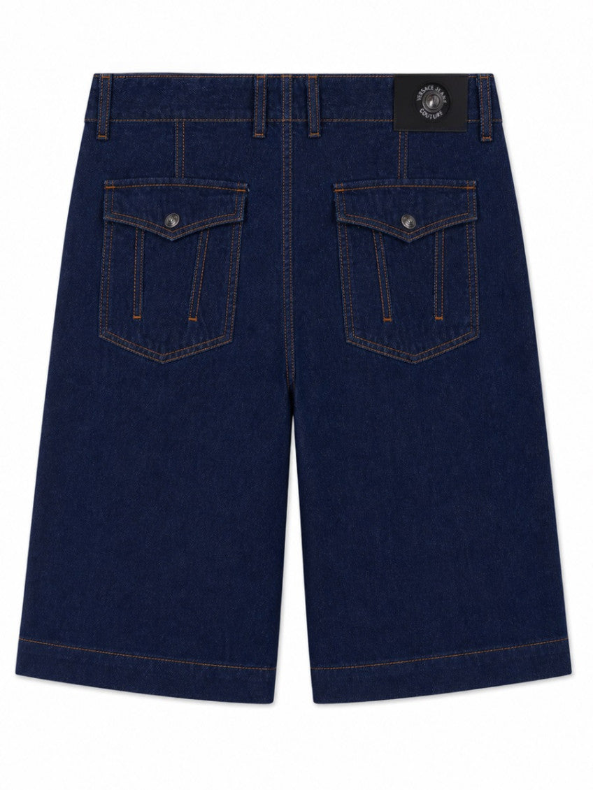 Dark Blue Solid Shorts 3