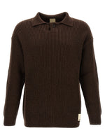 Brown Knitted Shirt Collar Sweater 1