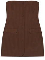 Brown Stripes Strapless Mini Dress 1