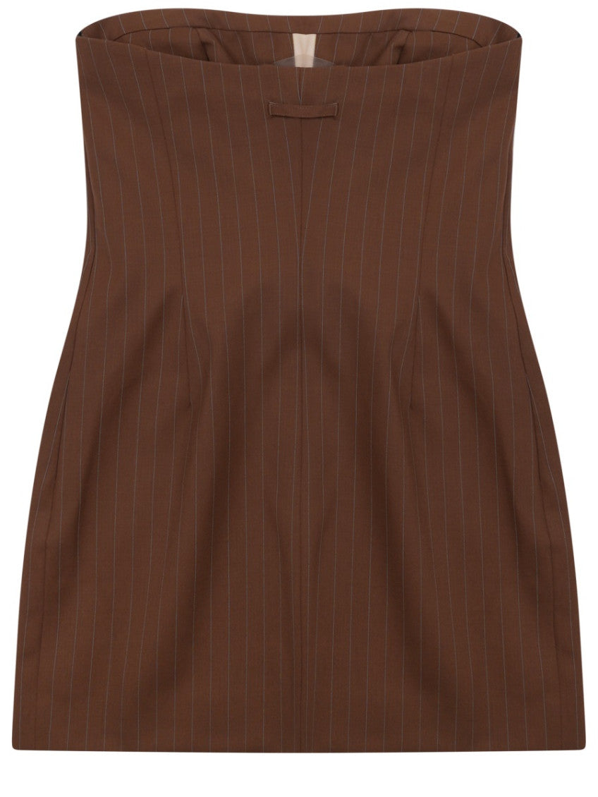 Brown Stripes Strapless Mini Dress 3