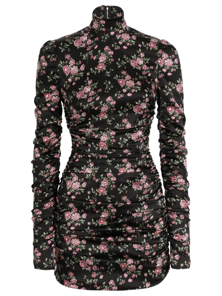 Multicolour Floral Turtle Neck Mini Dress 1