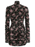 Multicolour Floral Turtle Neck Mini Dress 1