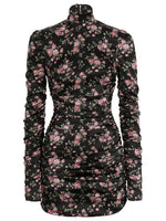 Multicolour Floral Turtle Neck Mini Dress 1