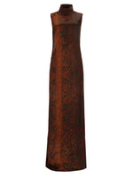Red Printed Turtle Neck Maxi Dress 1