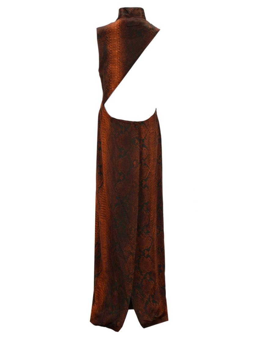 Red Printed Turtle Neck Maxi Dress 3