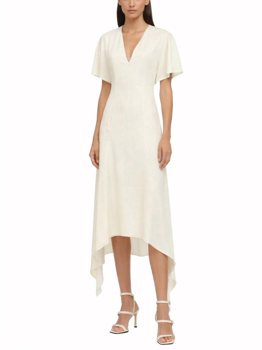 White V Neck Midi Dress 2