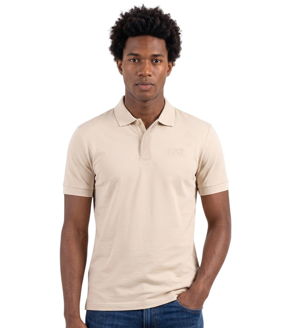 Beige Solid Shirt Collar Polo 1