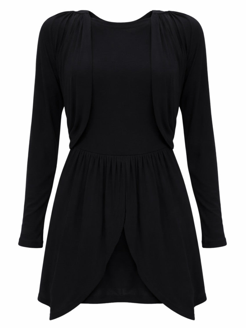 Black Round Neck Mini Dress 1