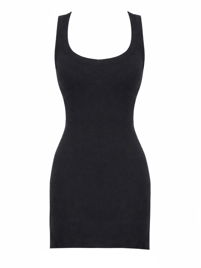 Black Scoop Neck Mini Dress 1