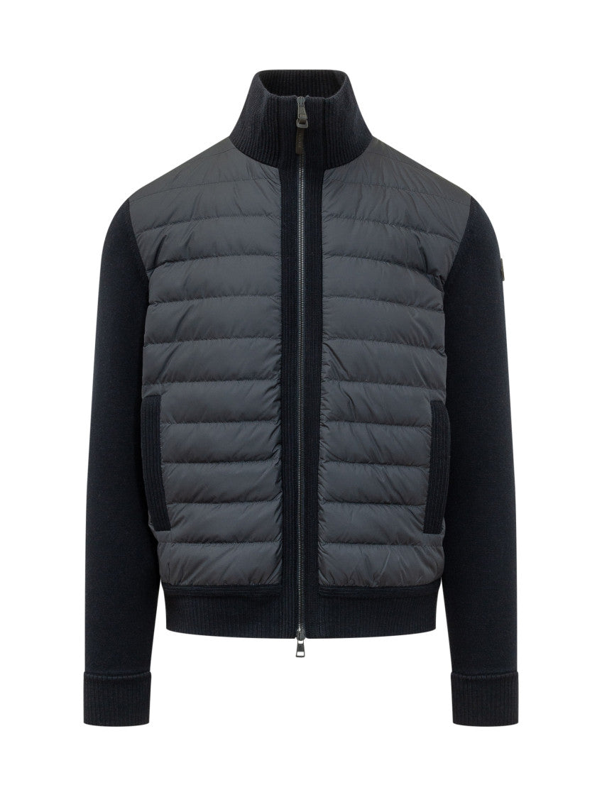 Black Quilted Logo Cardigans 1