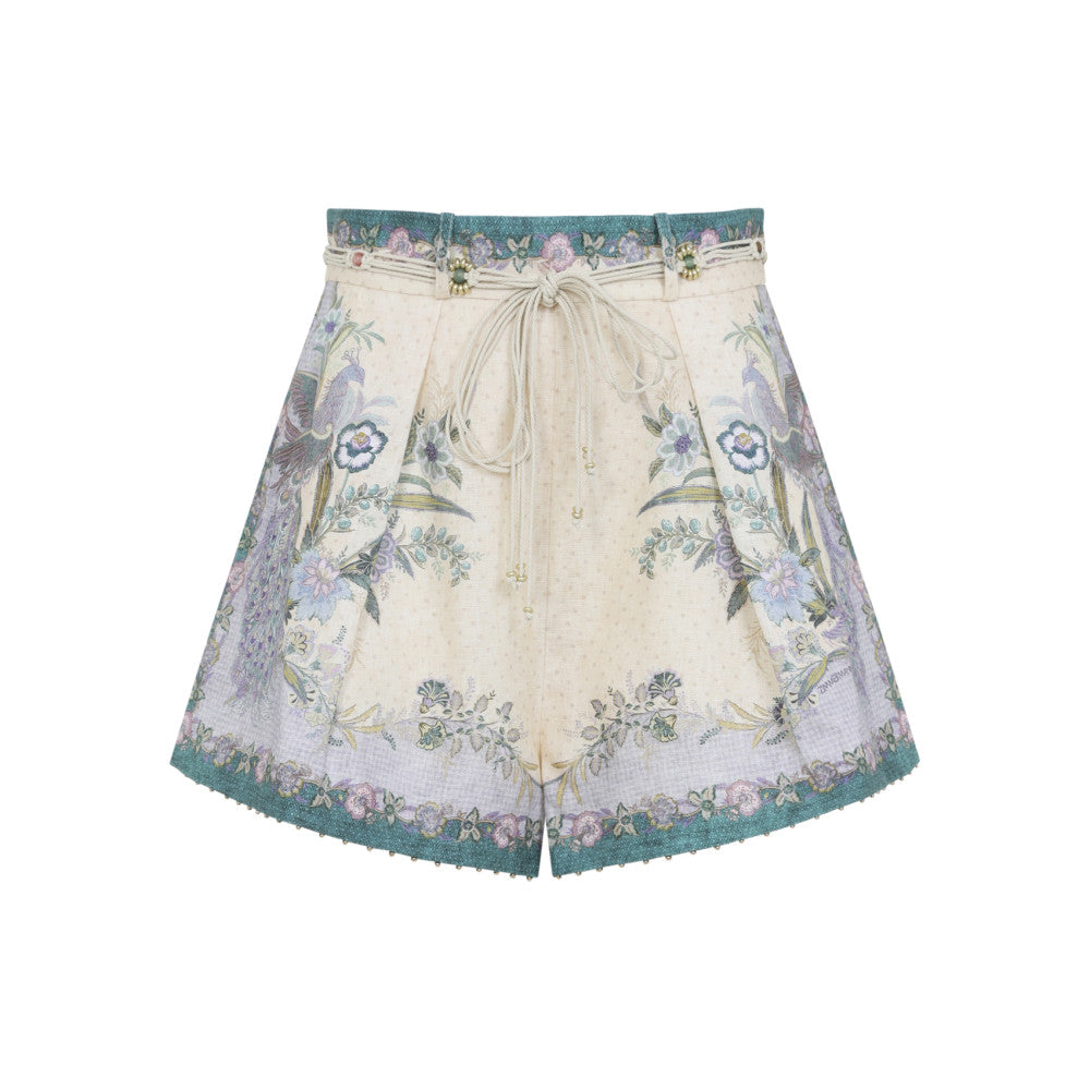 Cream Floral Shorts 1