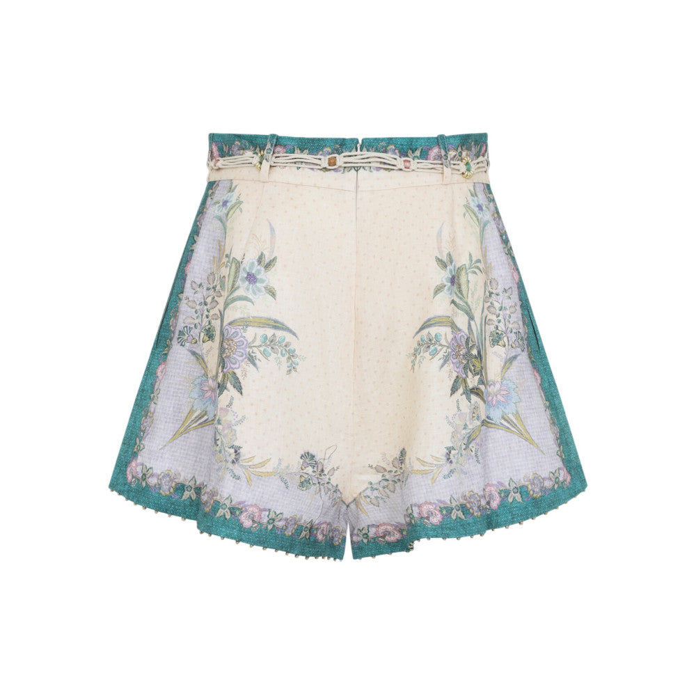 Cream Floral Shorts 2