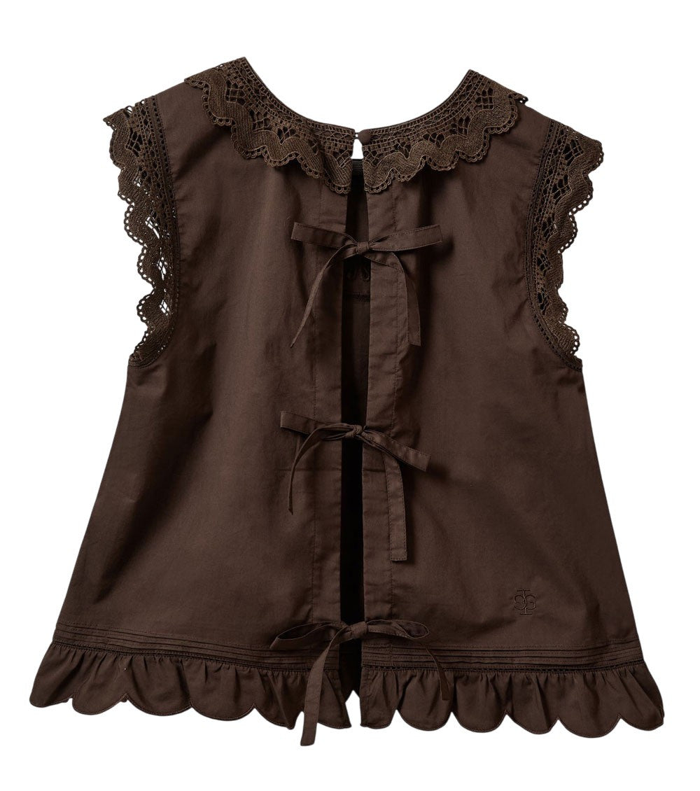 Brown Embroidered Round Neck Top 2