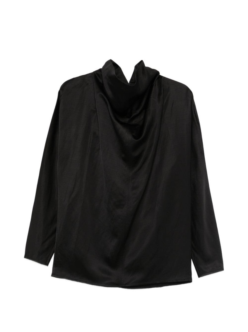 Black Solid Cowl Neck Top 1