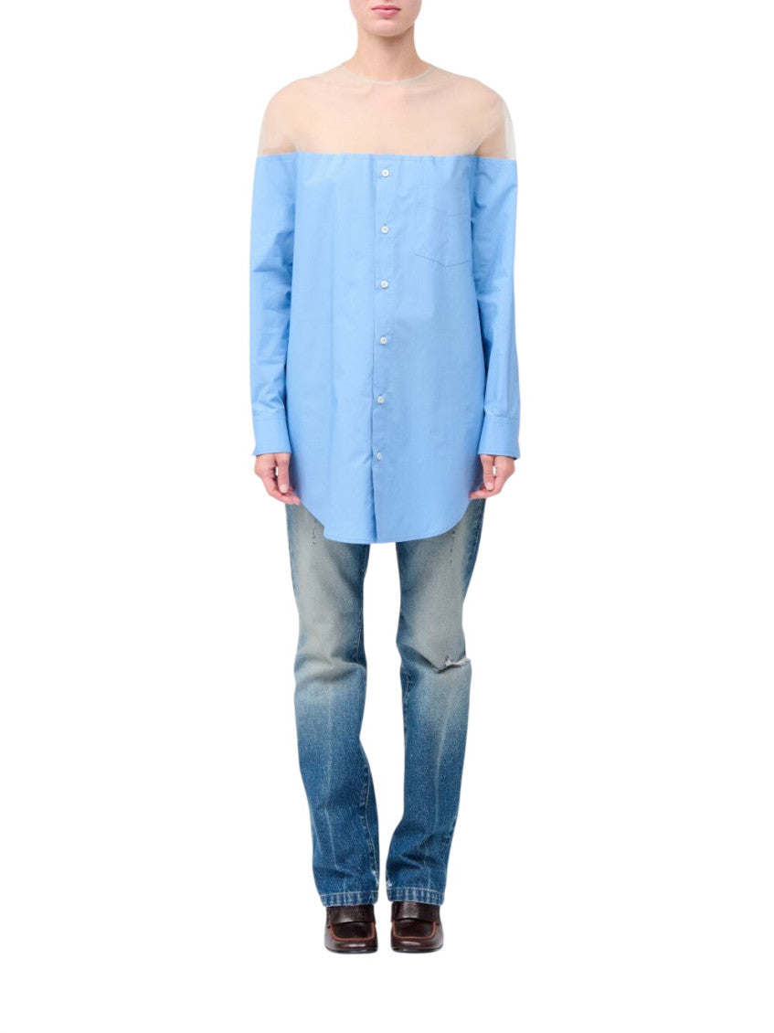 Blue Color Block Round Neck Top 2