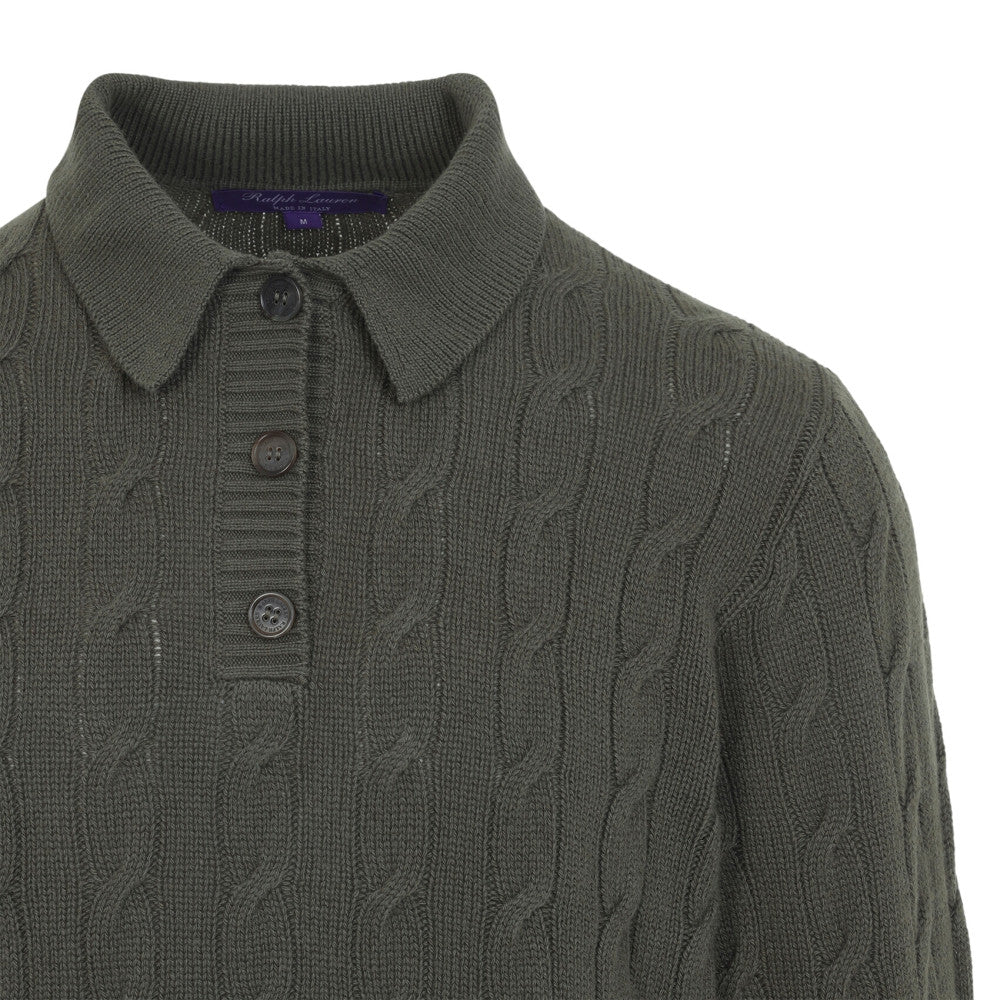 Bottel Green Knitted Shirt Collar Sweater 3