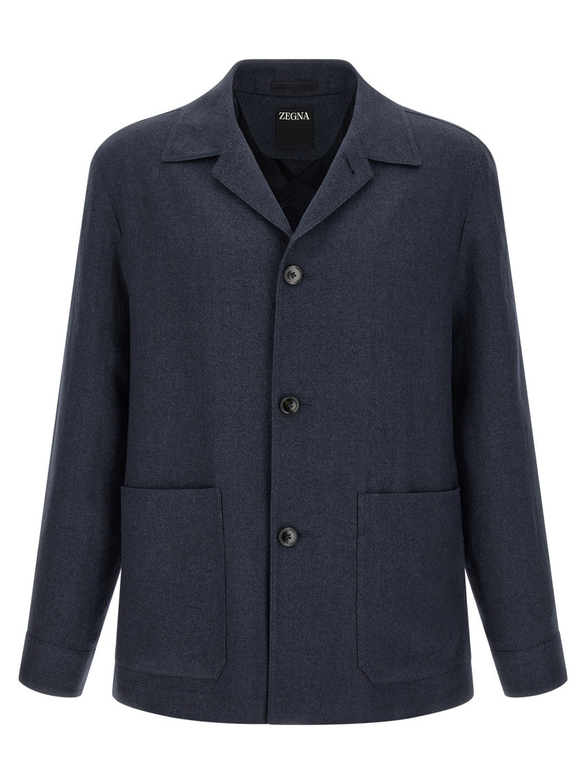 Dark Blue Solid Jackets 1