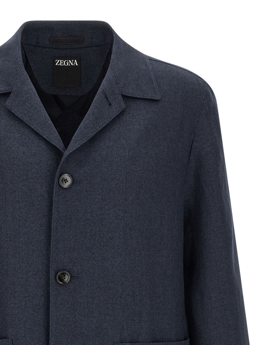 Dark Blue Solid Jackets 3