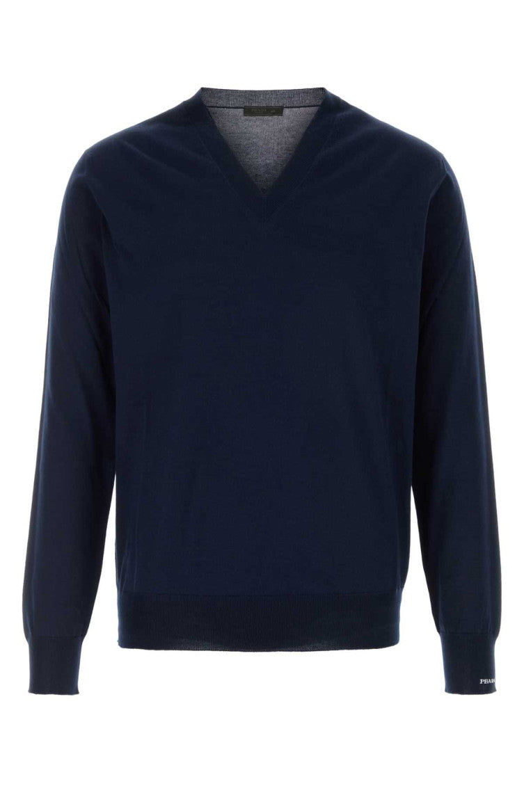 Blue V Neck Sweaters 1