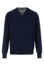 Blue V Neck Sweaters 1