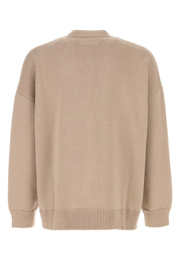 Beige V Neck Cardigans 2