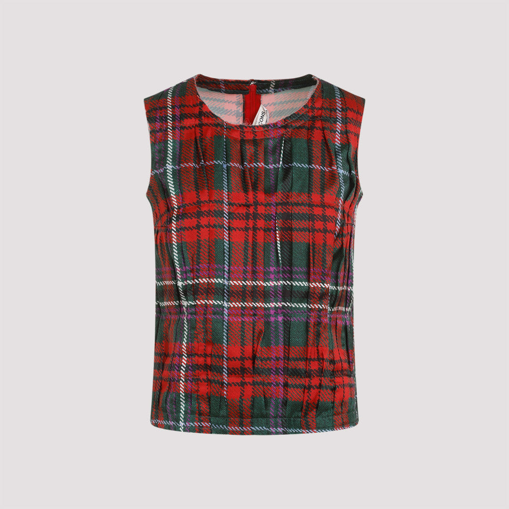 Multicolor Tartan Pleated Top 2