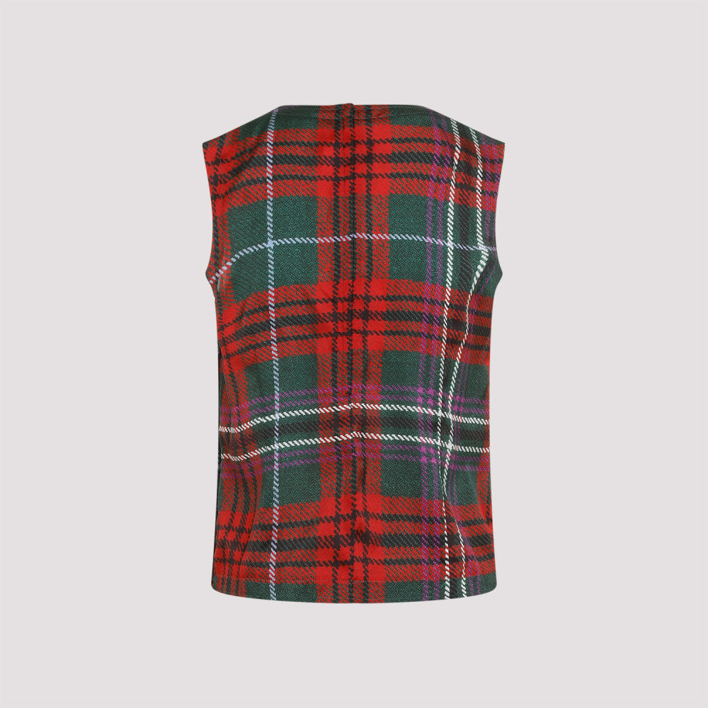 Multicolor Tartan Pleated Top 4