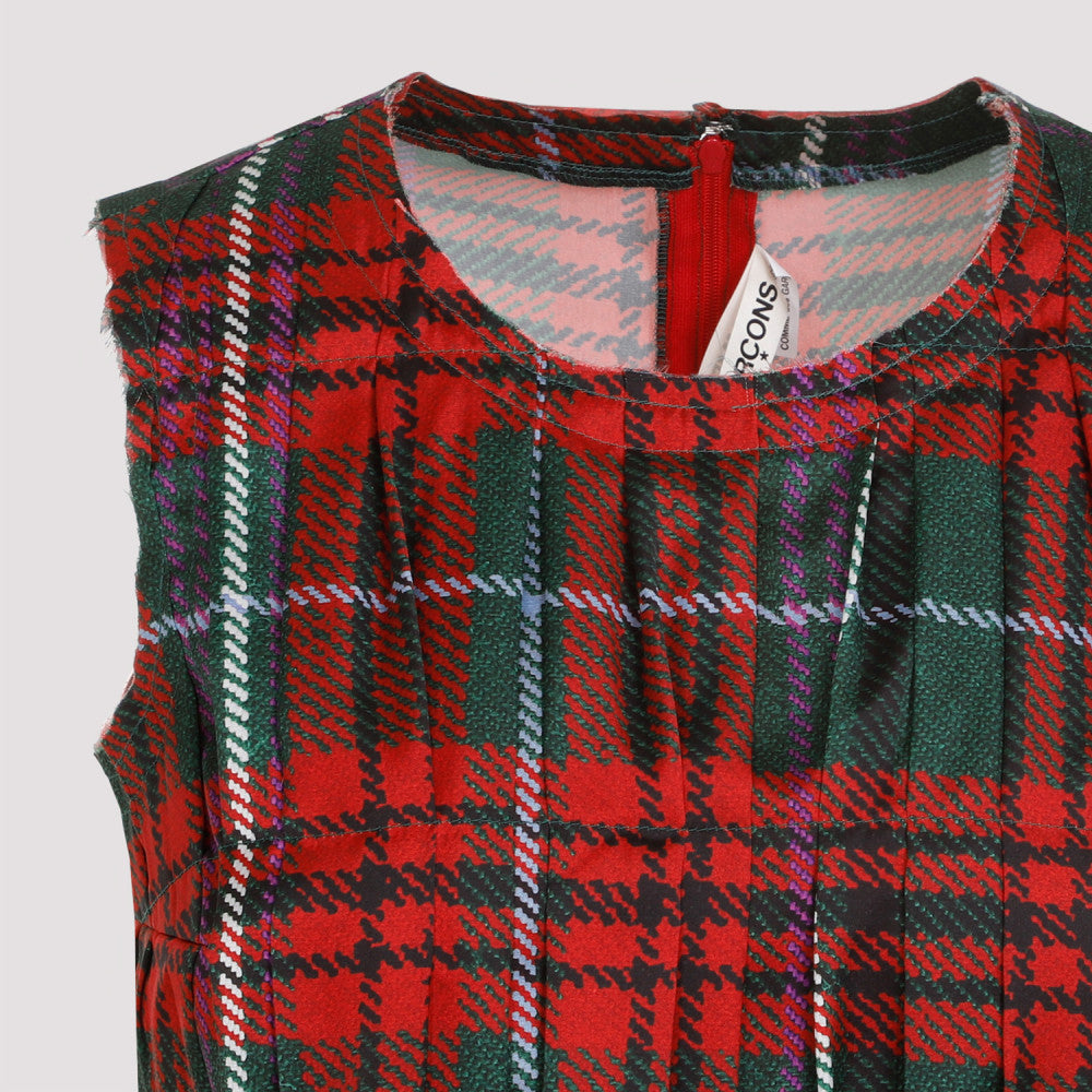 Multicolor Tartan Pleated Top 5