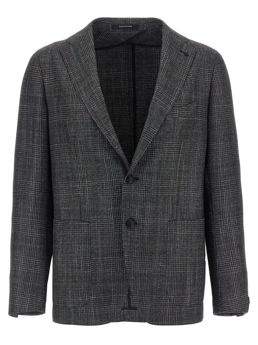 Grey Check patterned blazer 1