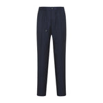 Blue Solid Drawstring Trousers 1