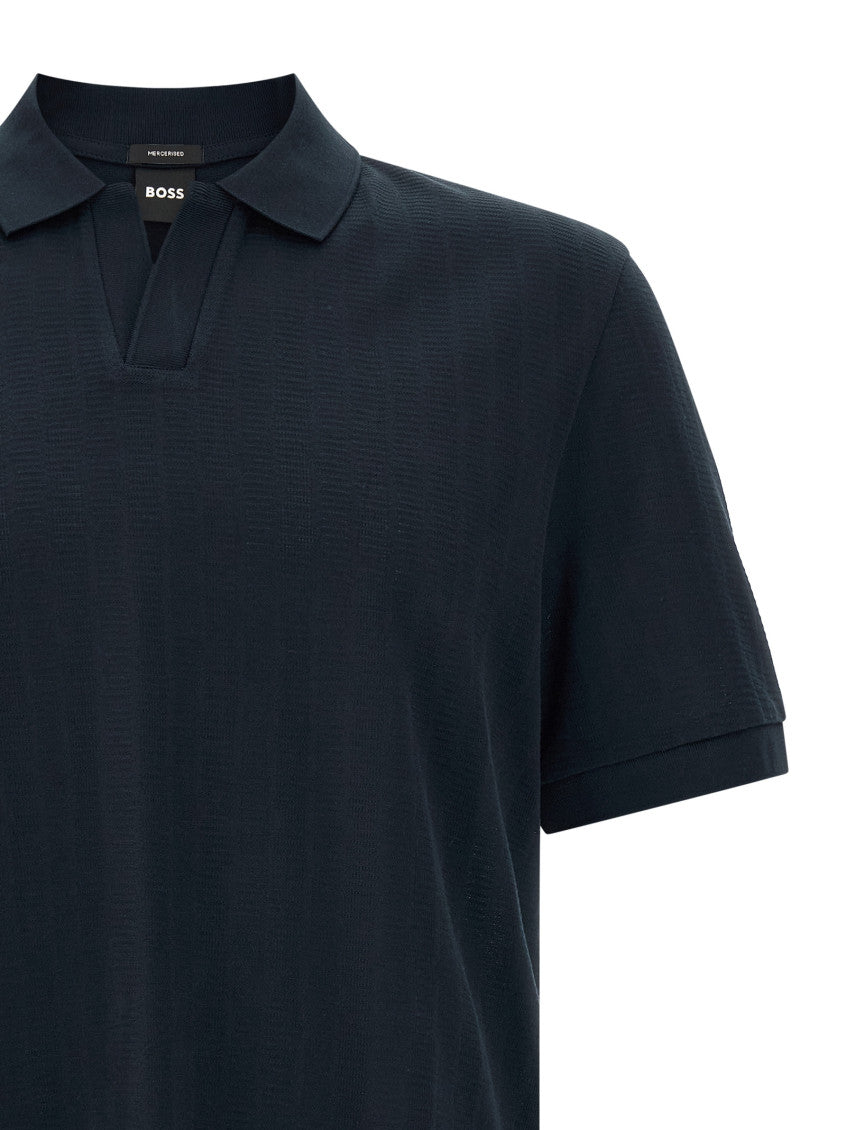 Dark Blue Textured Polo 3