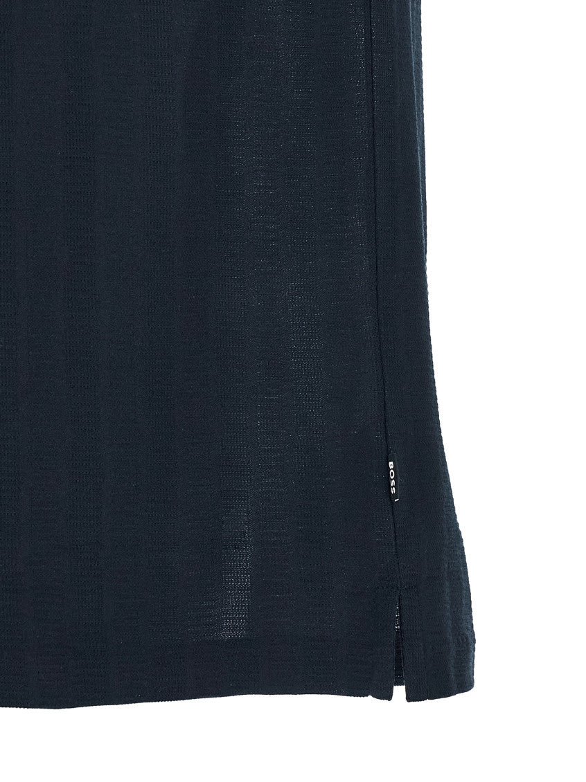 Dark Blue Textured Polo 4