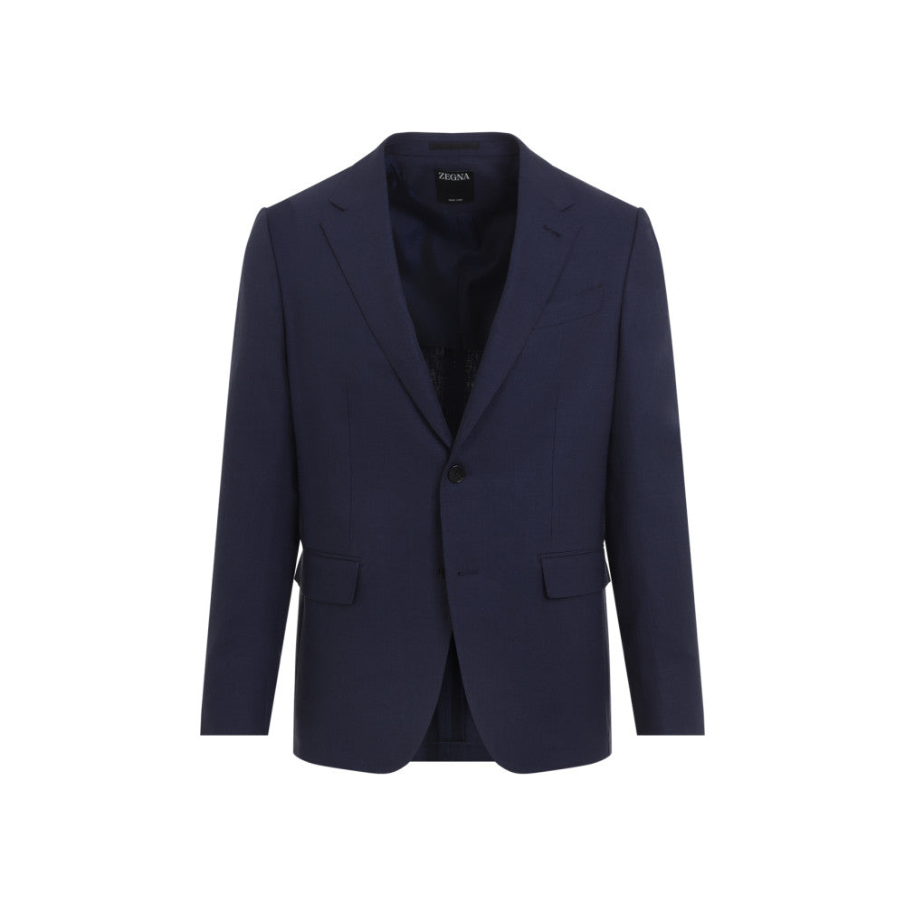 Navy Blue Notched Lapel Blazer 1