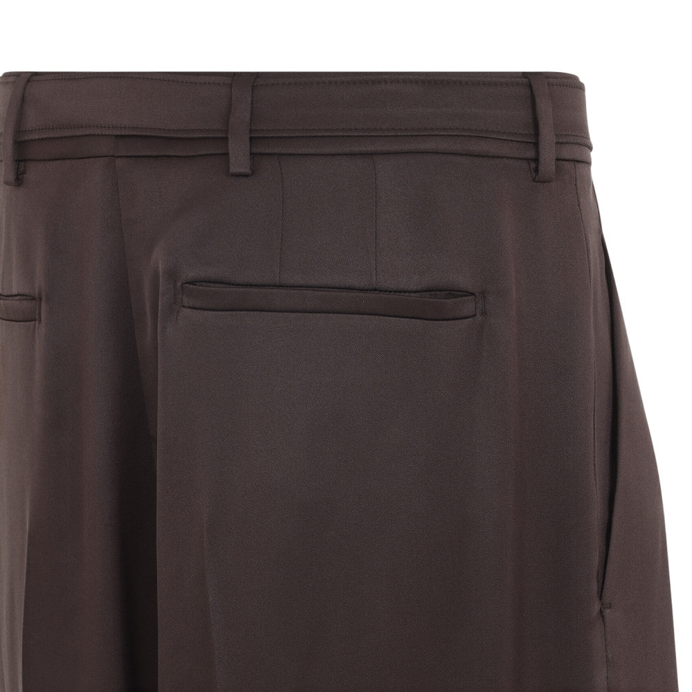 Brown Solid Pleated Pant 3